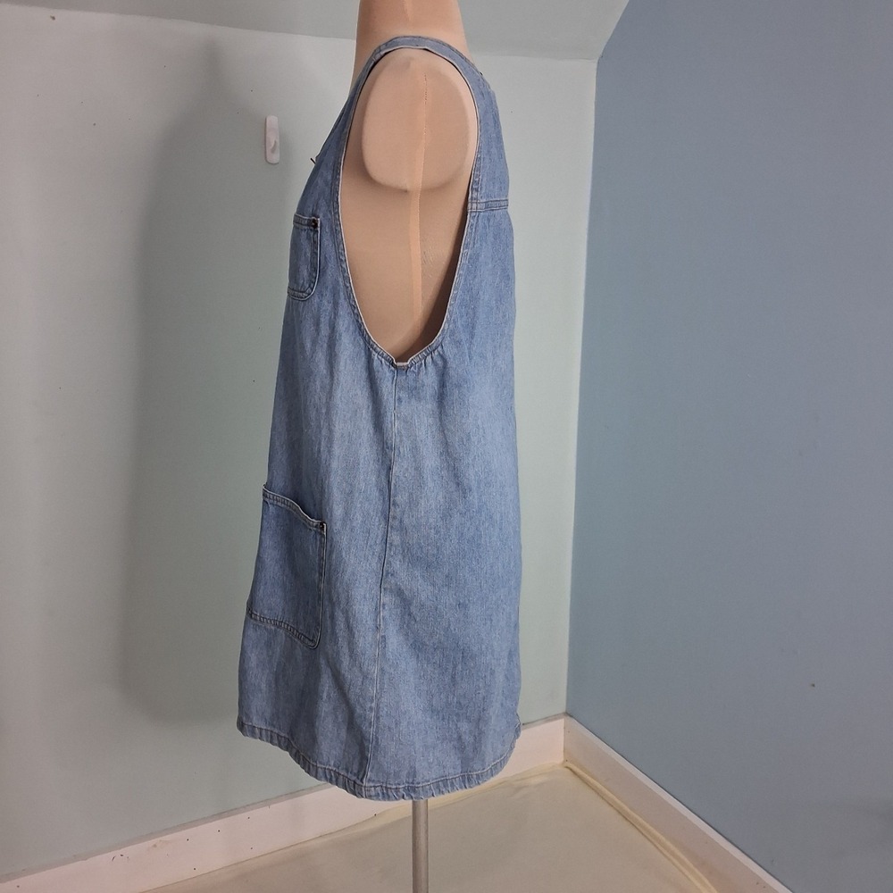 Denim Overall Pinafore Vintage Apron Style Jumper Dress Sleeveless Cottage S - Picture 2 of 14